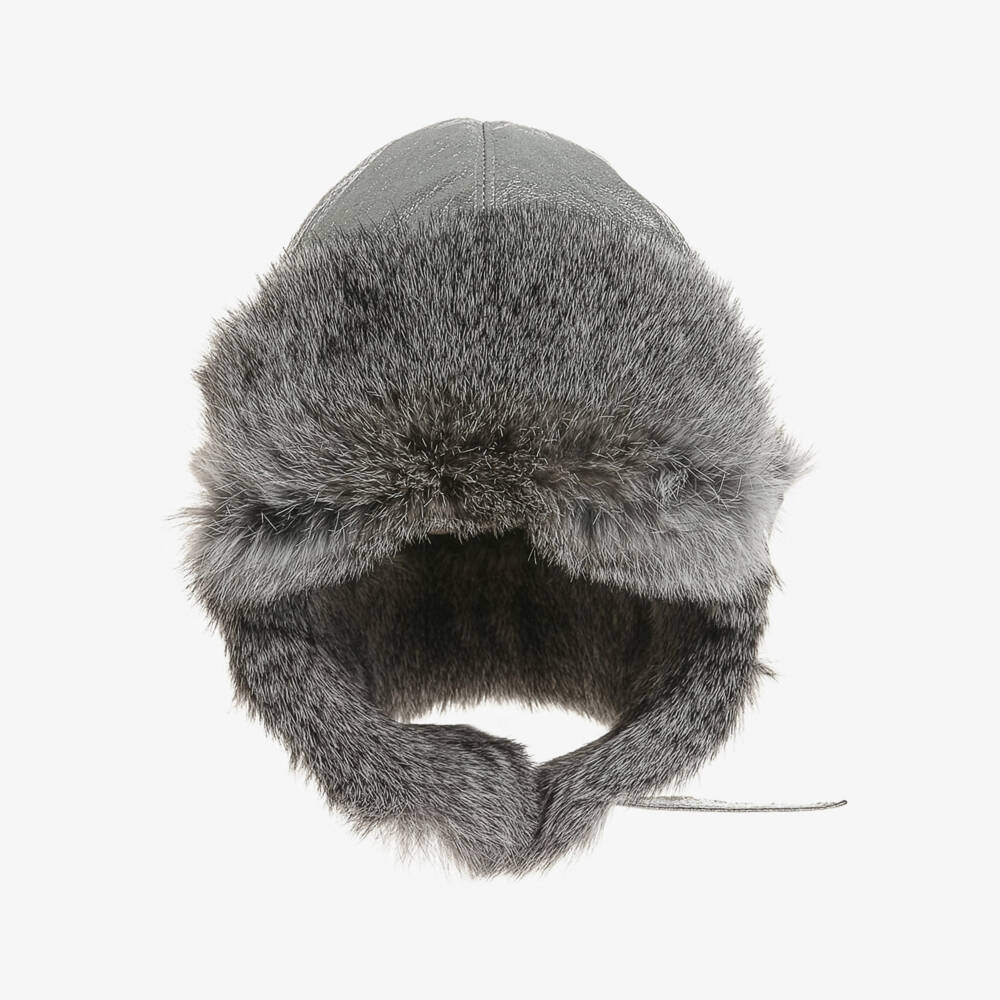 Petit Nord-Silver Leather & Fur Hat | Childrensalon Outlet