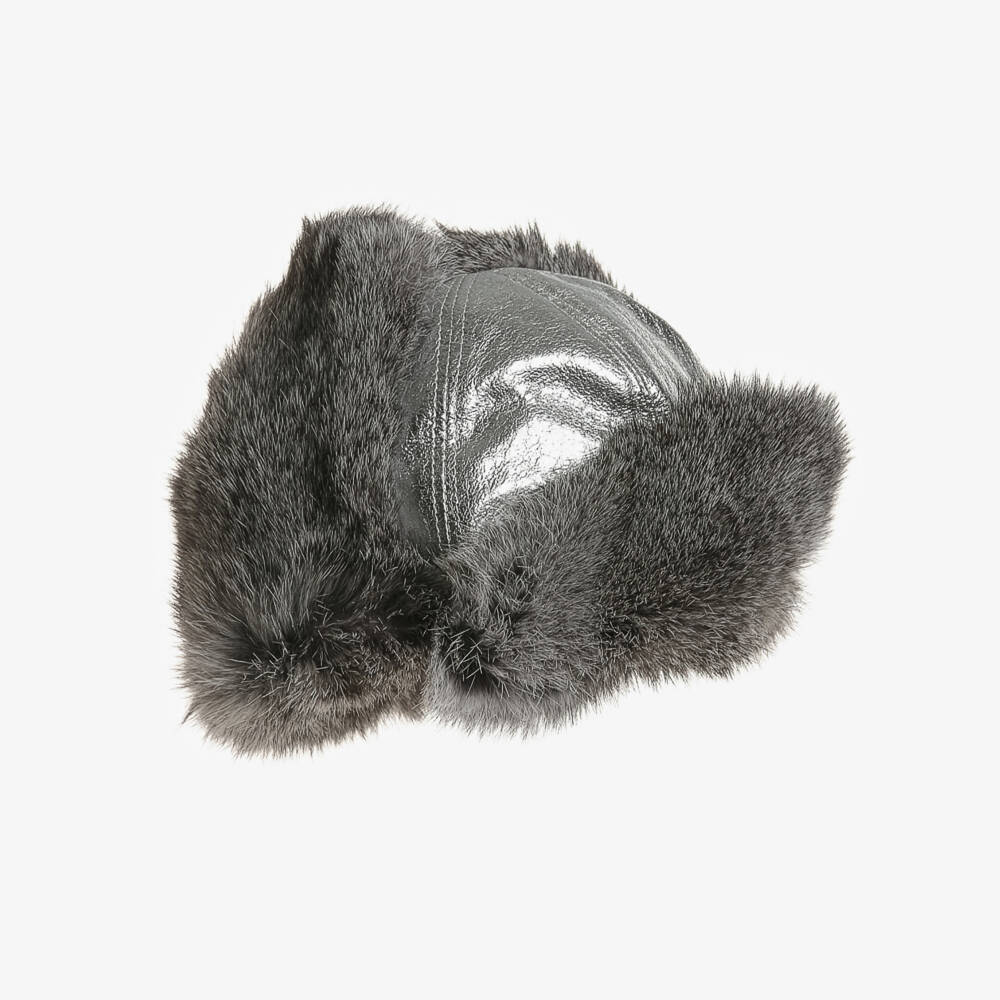 Petit Nord-Silver Leather & Fur Hat | Childrensalon Outlet