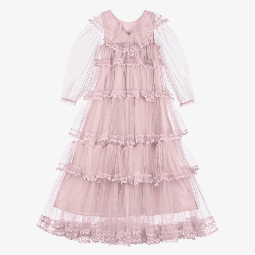 Petite Amalie-Girls Ankle-Length Pink Tulle Gown | Childrensalon Outlet