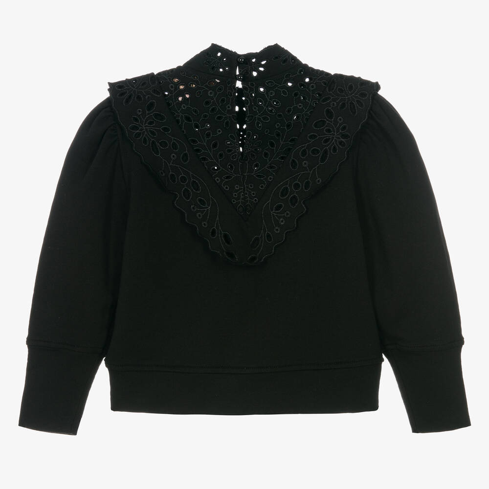 Petite Amalie-Girls Black Cotton Sweatshirt | Childrensalon Outlet