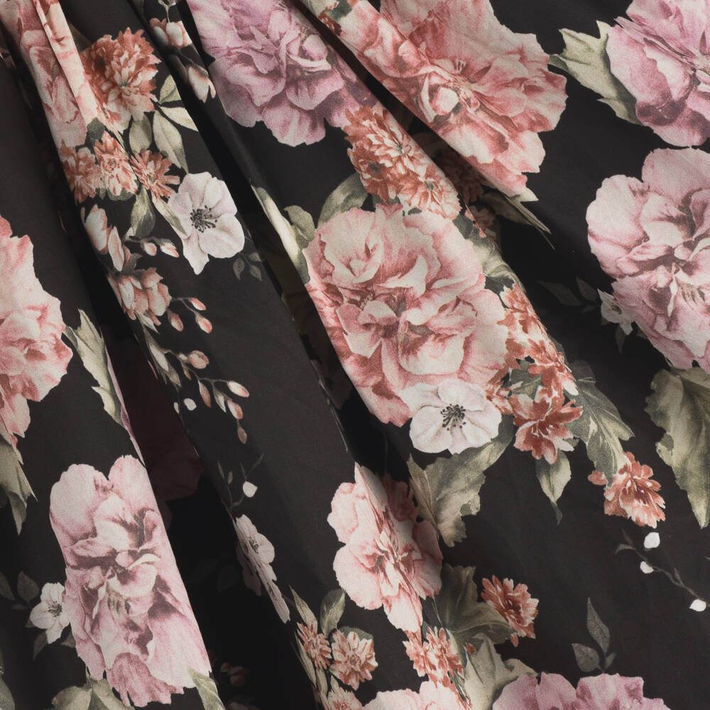 Petite Amalie-Girls Black Floral Puff Sleeve Dress | Childrensalon Outlet