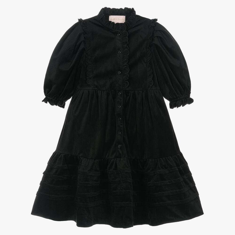 Petite Amalie-Girls Black Needlecord Dress | Childrensalon Outlet