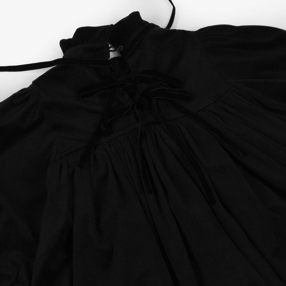 Petite Amalie-Girls Black Needlecord Long Sleeve Dress | Childrensalon Outlet