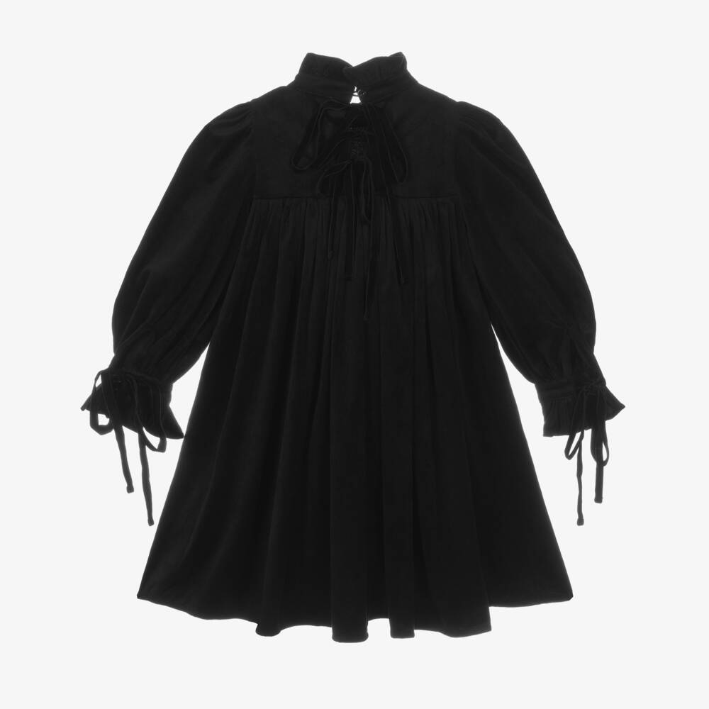 Petite Amalie-Girls Black Needlecord Long Sleeve Dress | Childrensalon Outlet