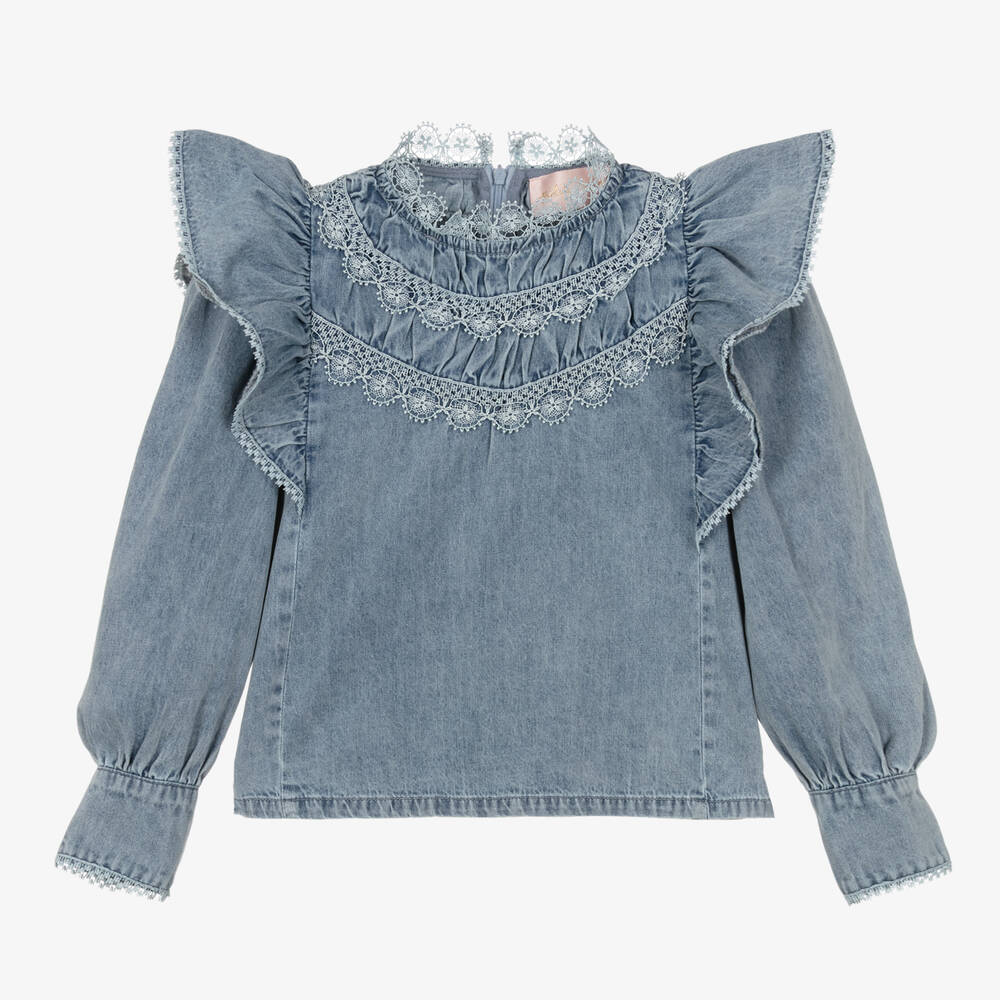 Petite Amalie - Jeansbluse in verwaschenem Blau | Childrensalon