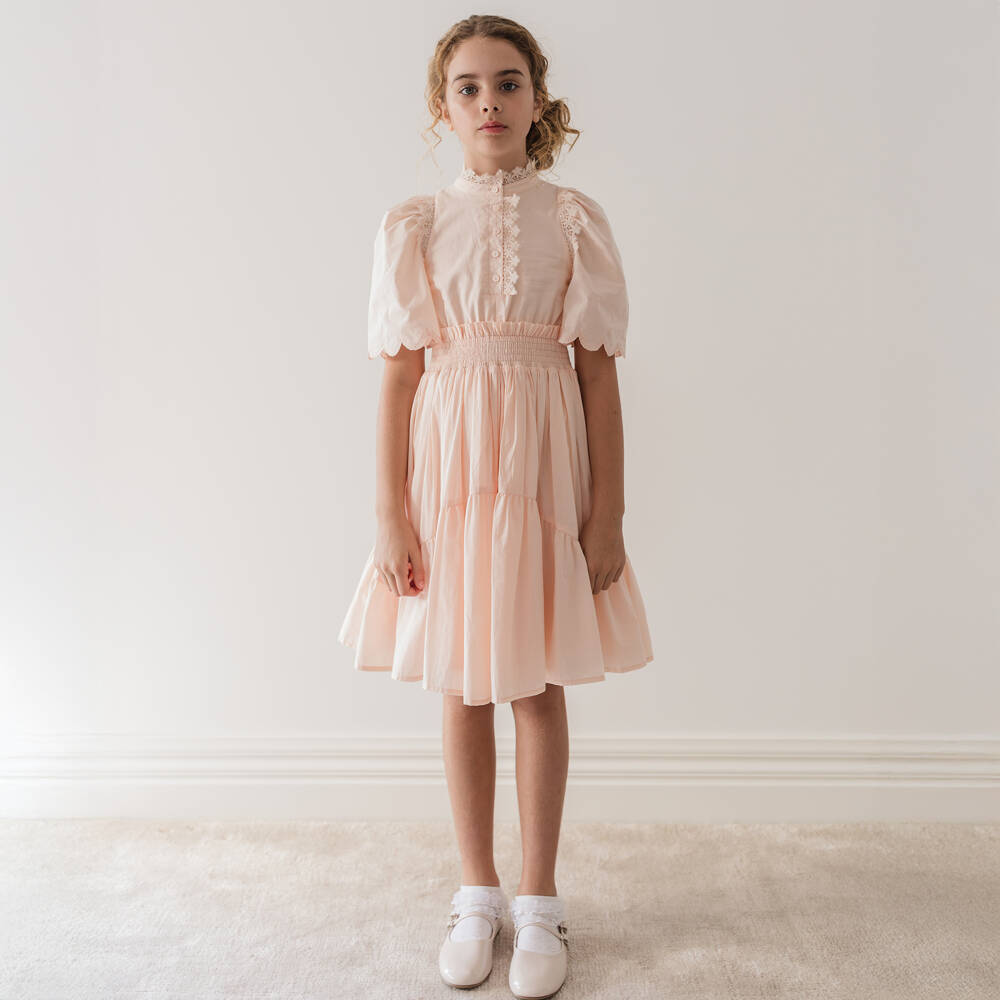 Petite Amalie-فستان دانتيل وقطن وردي للبنات | Childrensalon Outlet