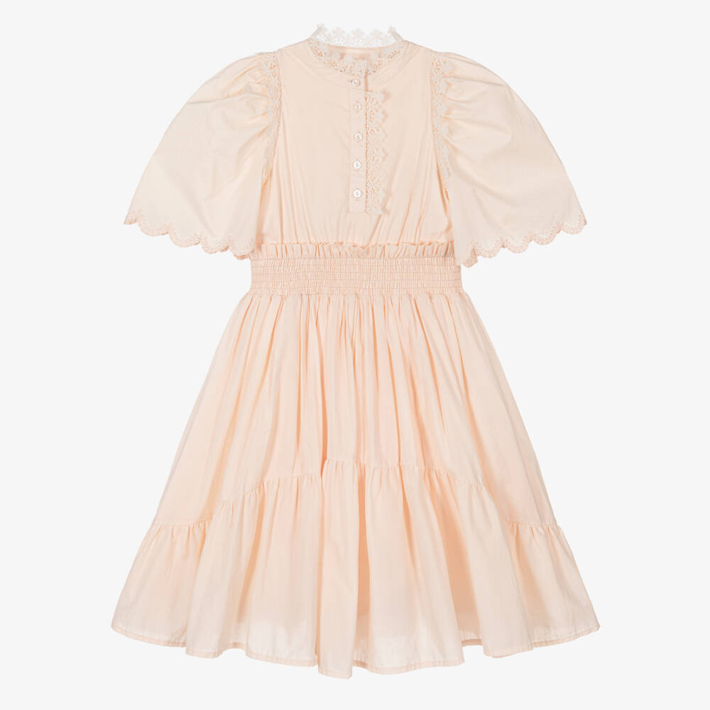 Petite Amalie-Платье из кружева и хлопка розового цвета для девочек | Childrensalon Outlet