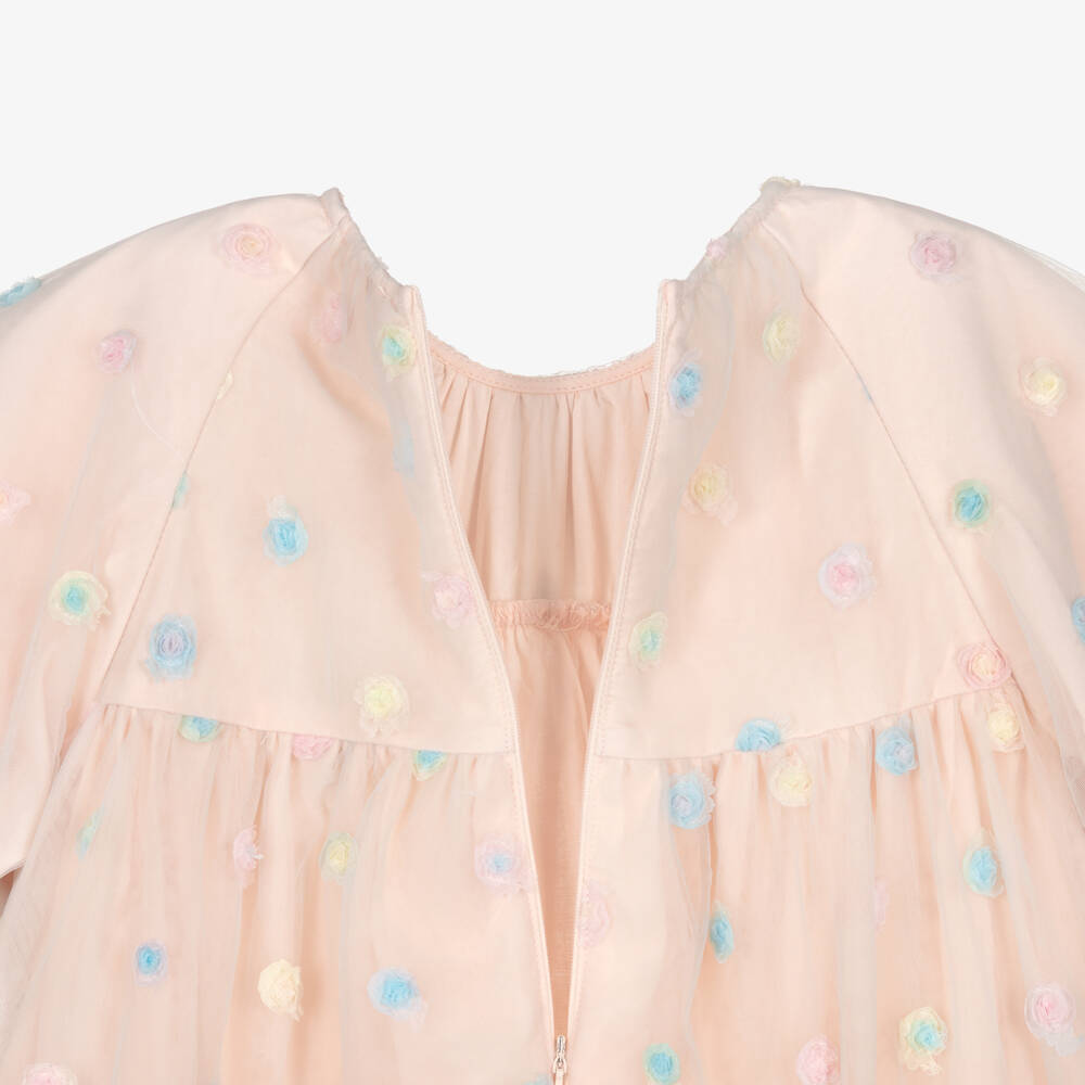 Petite Amalie-Girls Blush Pink Tulle Floral Dress | Childrensalon Outlet
