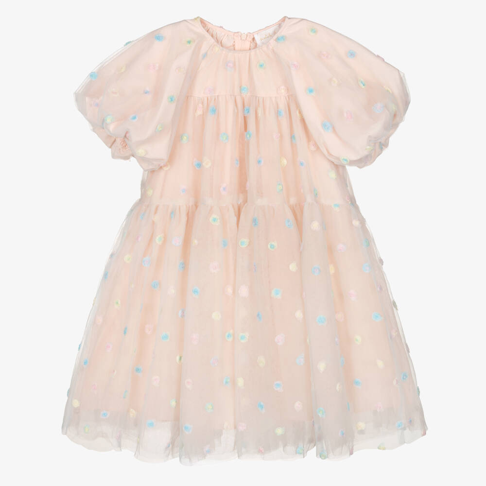 Petite Amalie-Girls Blush Pink Tulle Floral Dress | Childrensalon Outlet