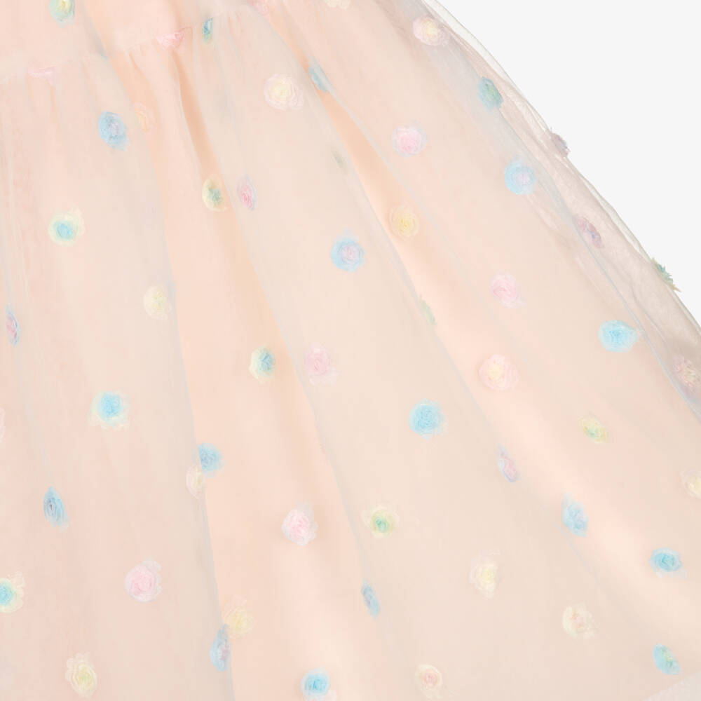 Petite Amalie-Girls Blush Pink Tulle Floral Dress | Childrensalon Outlet