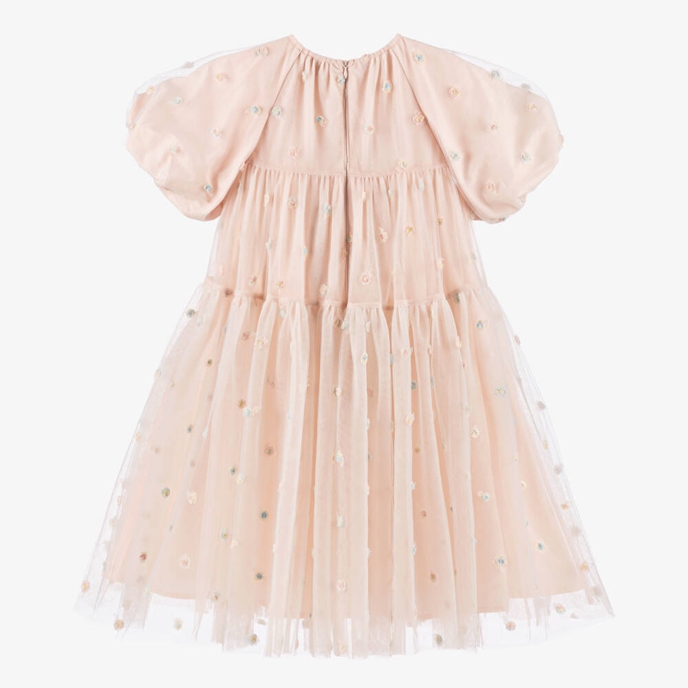 Petite Amalie-Girls Blush Tulle Floral Gown | Childrensalon Outlet