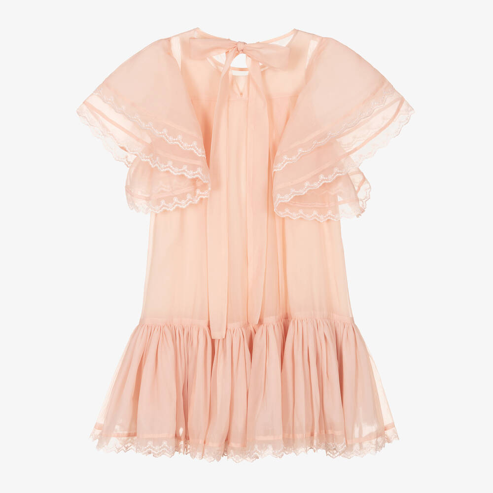 Petite Amalie-Girls Coral Pink Organza Dress | Childrensalon Outlet