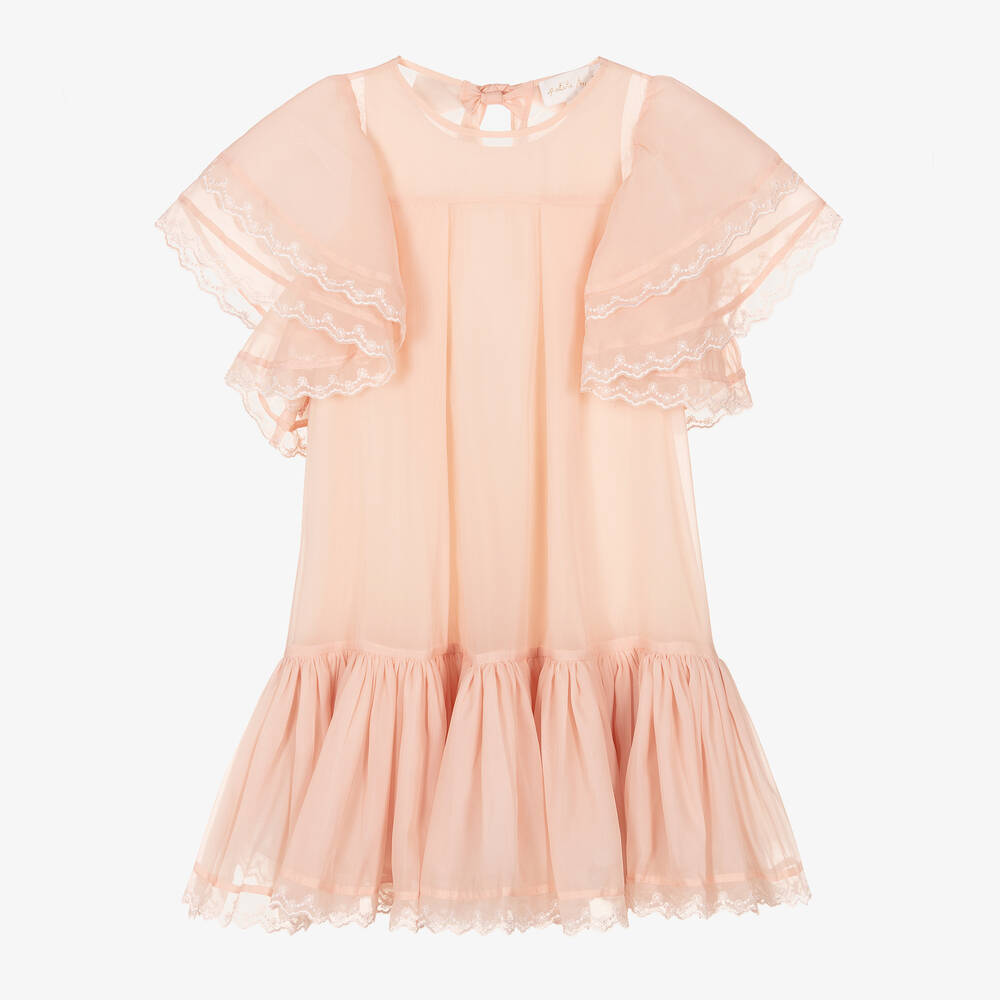 Petite Amalie-Girls Coral Pink Organza Dress | Childrensalon Outlet