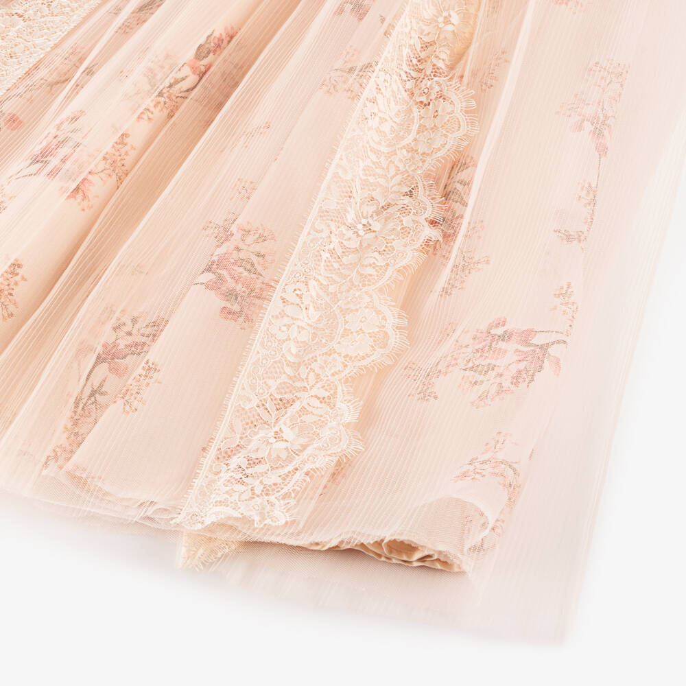 Petite Amalie-Girls Coral Tulle Floral Gown | Childrensalon Outlet