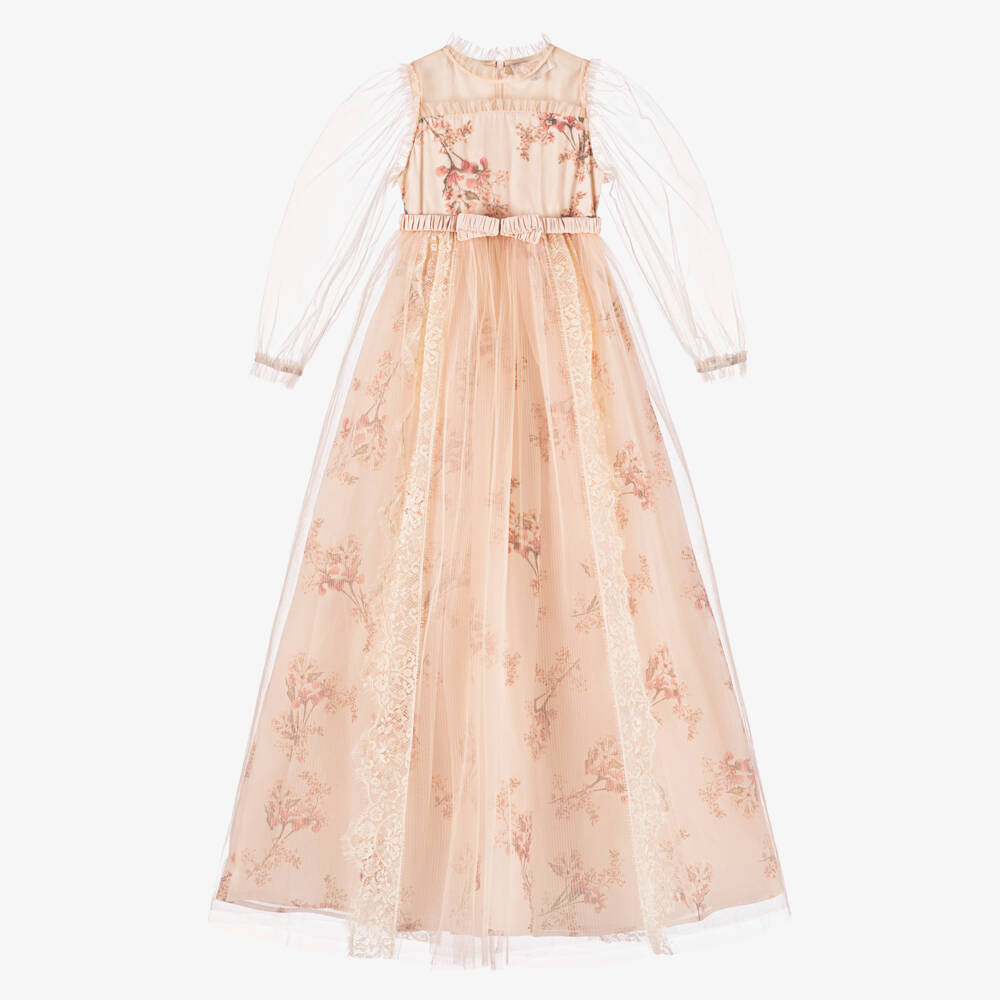 Petite Amalie-Коралловое платье из тюля с цветами для девочек | Childrensalon Outlet