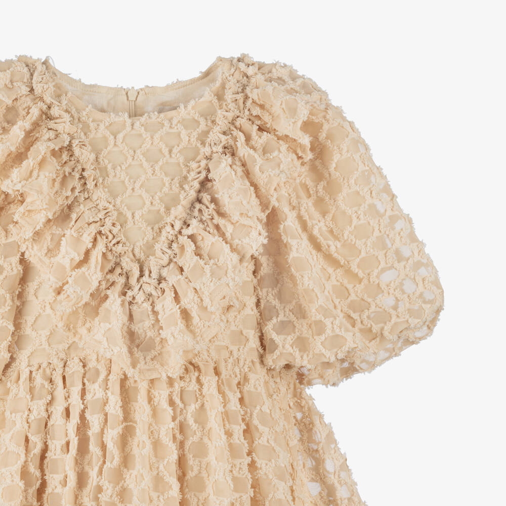 Petite Amalie-Girls Cream Textured Organza Dress | Childrensalon Outlet