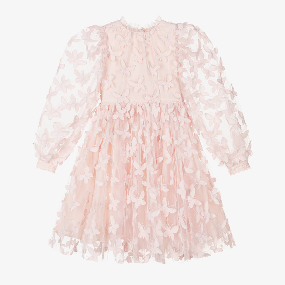 Petite Amalie-Girls Dreamy Pink Voile Frock | Childrensalon Outlet