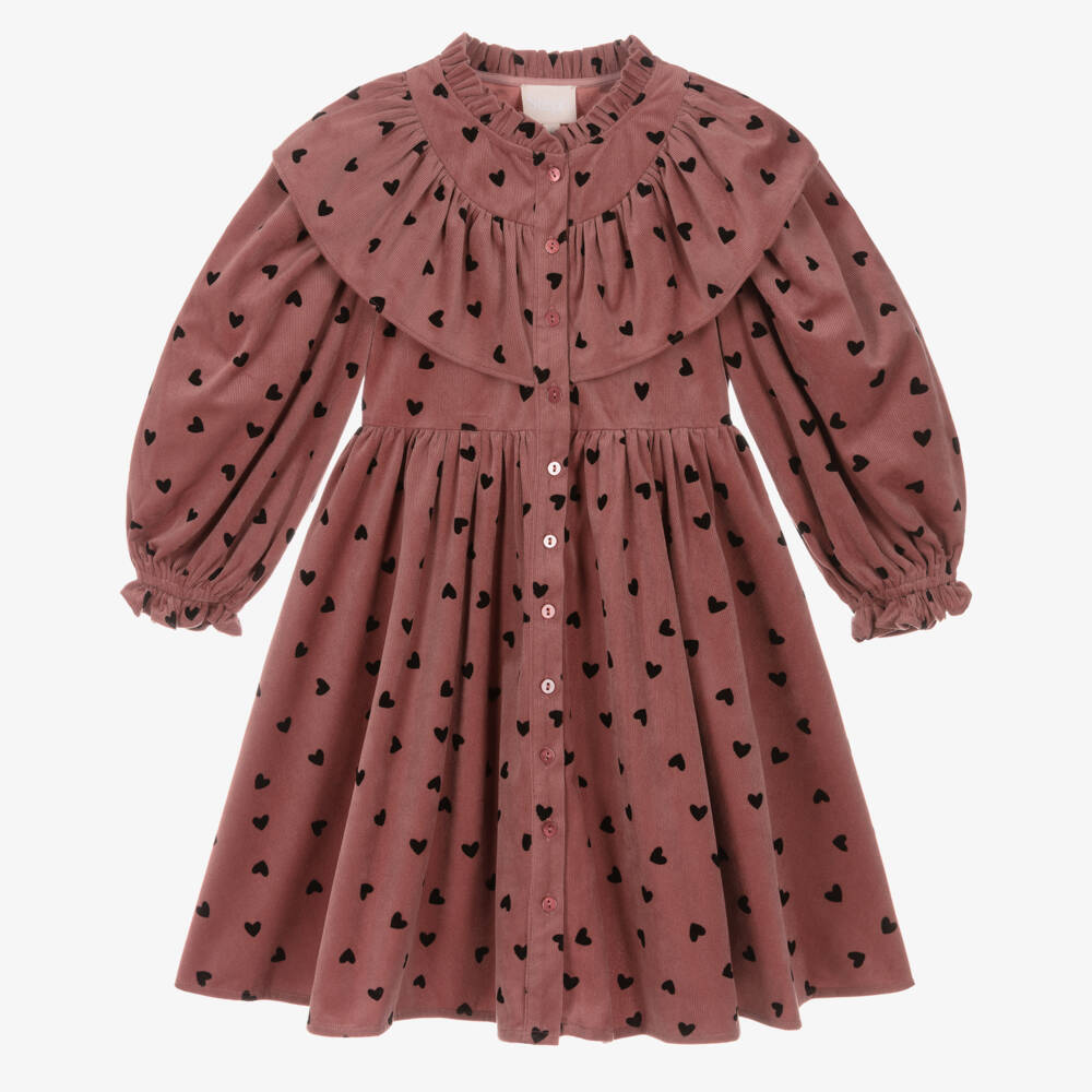 Petite Amalie-Girls Dusky Pink Heart Dress | Childrensalon Outlet