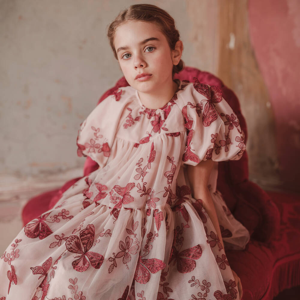 Petite Amalie-Girls Dusky Pink Tulle Charm | Childrensalon Outlet