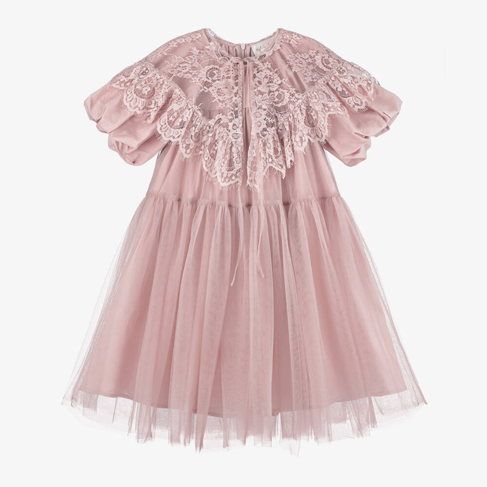 Petite Amalie-Girls Dusky Pink Tulle Gown | Childrensalon Outlet