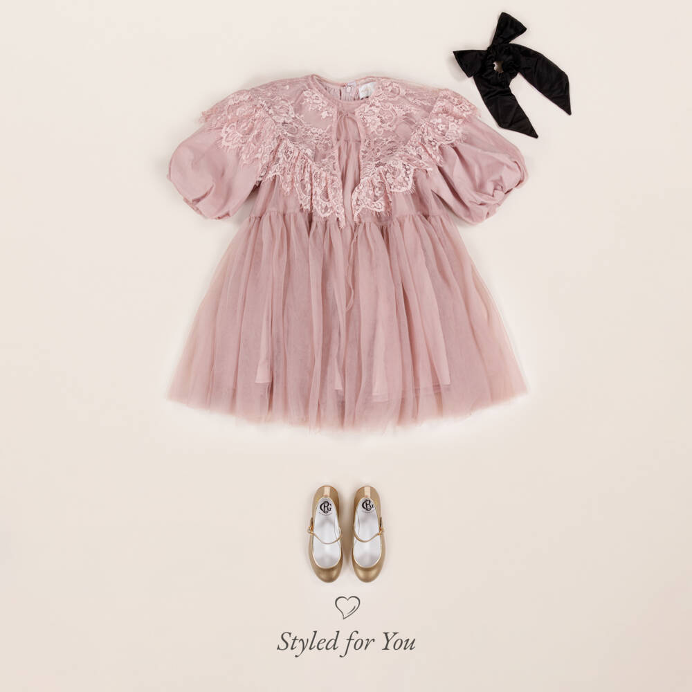Petite Amalie-Girls Dusky Pink Tulle Gown | Childrensalon Outlet