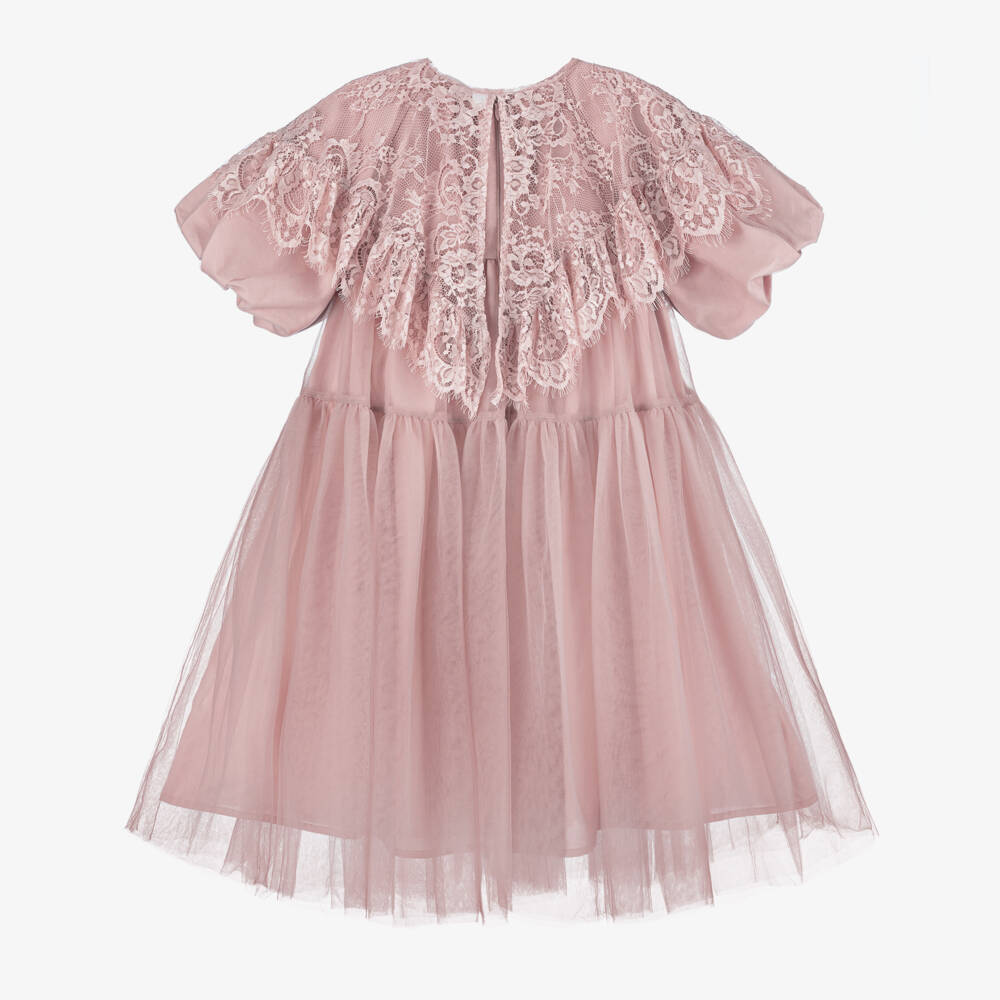 Petite Amalie-Girls Dusky Pink Tulle Gown | Childrensalon Outlet