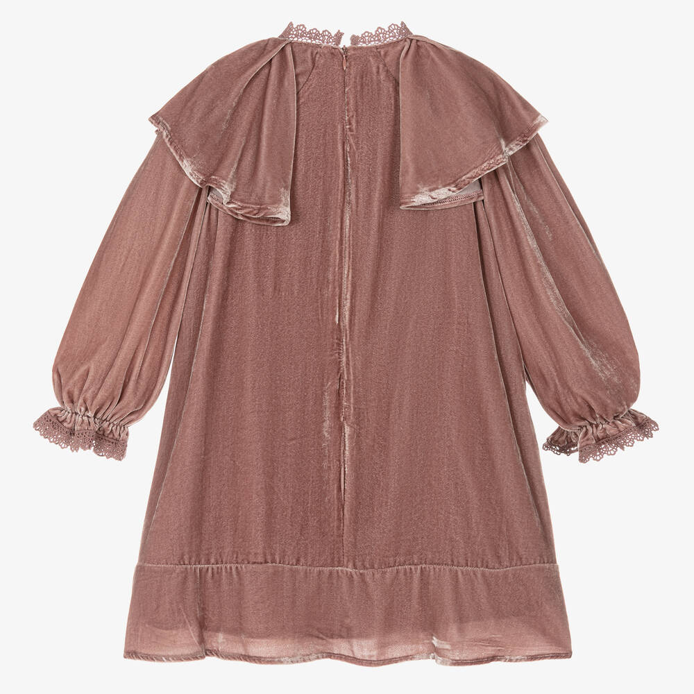 Petite Amalie-Girls Dusky Pink Velvet Dress | Childrensalon Outlet
