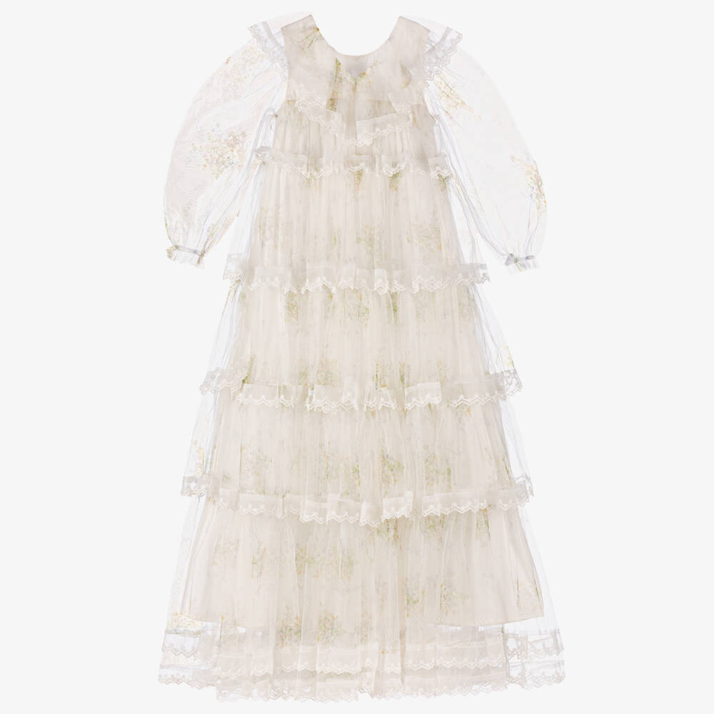 Petite Amalie-Girls Elegant White Tulle Gown | Childrensalon Outlet
