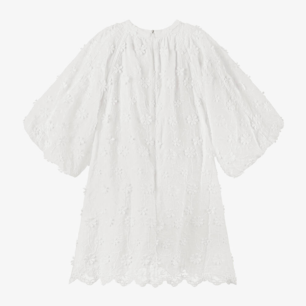 Petite Amalie - Girls Ivory Cotton Embroidered Dress | Childrensalon Outlet