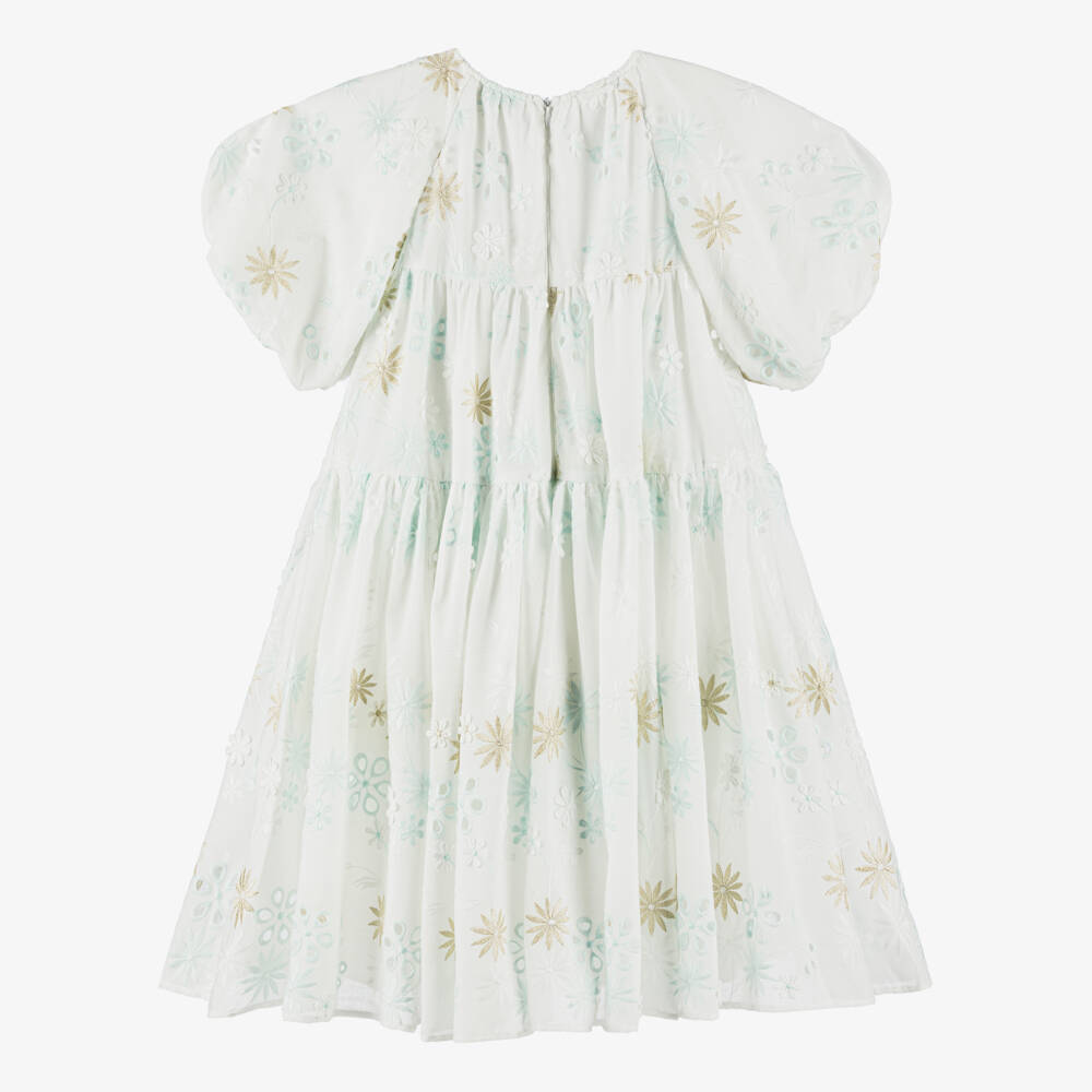 Petite Amalie-Girls Ivory Cotton Floral Dress | Childrensalon Outlet