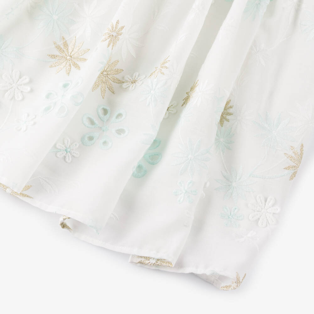 Petite Amalie-Girls Ivory Cotton Floral Dress | Childrensalon Outlet
