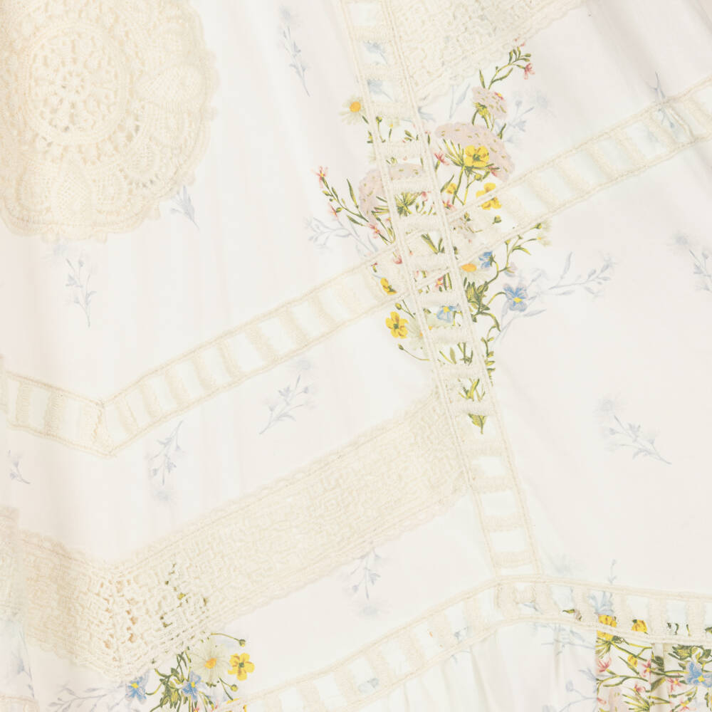 Petite Amalie-Girls Ivory Lace & Floral Dress | Childrensalon Outlet