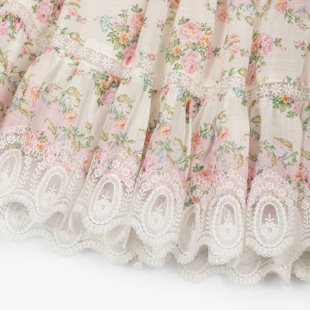Petite Amalie-Girls Ivory & Pink Vintage Floral Lace Dress | Childrensalon Outlet