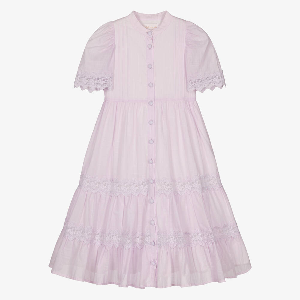 Petite Amalie-Girls Lavender Lace Cotton Shirt Dress | Childrensalon Outlet