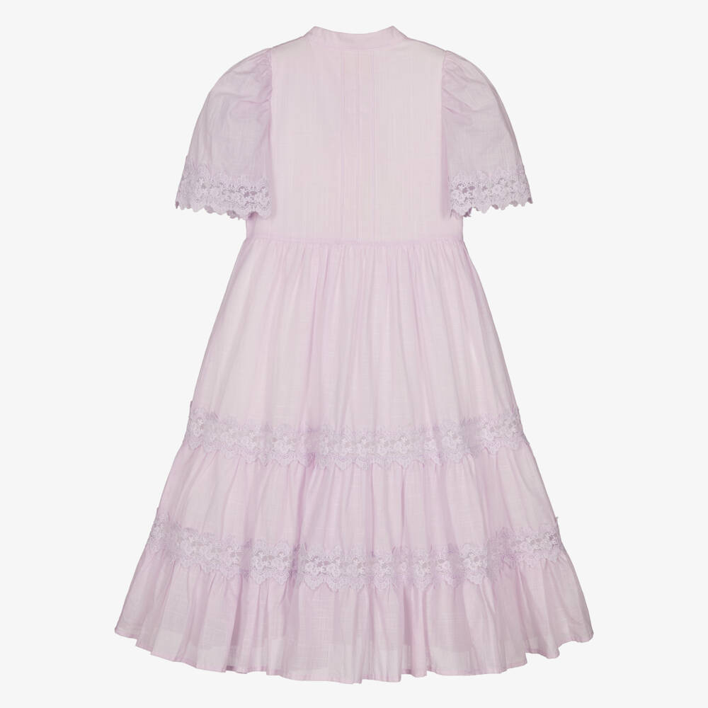 Petite Amalie-Girls Lavender Lace Cotton Shirt Dress | Childrensalon Outlet