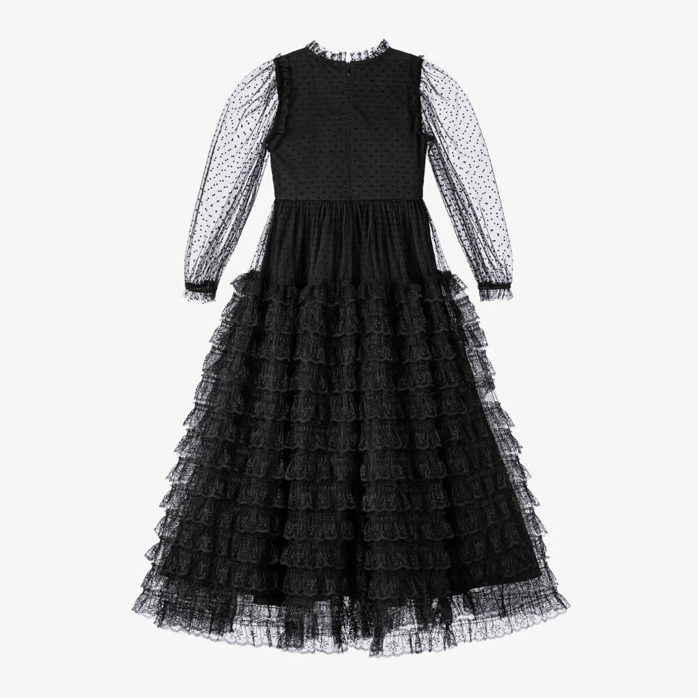 Petite Amalie-Girls Long Black Lace Gown | Childrensalon Outlet