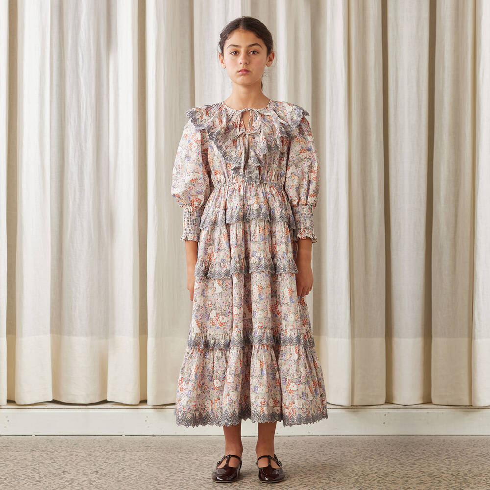 Petite Amalie-Girls Multicoloured Floral Cotton Dress | Childrensalon Outlet