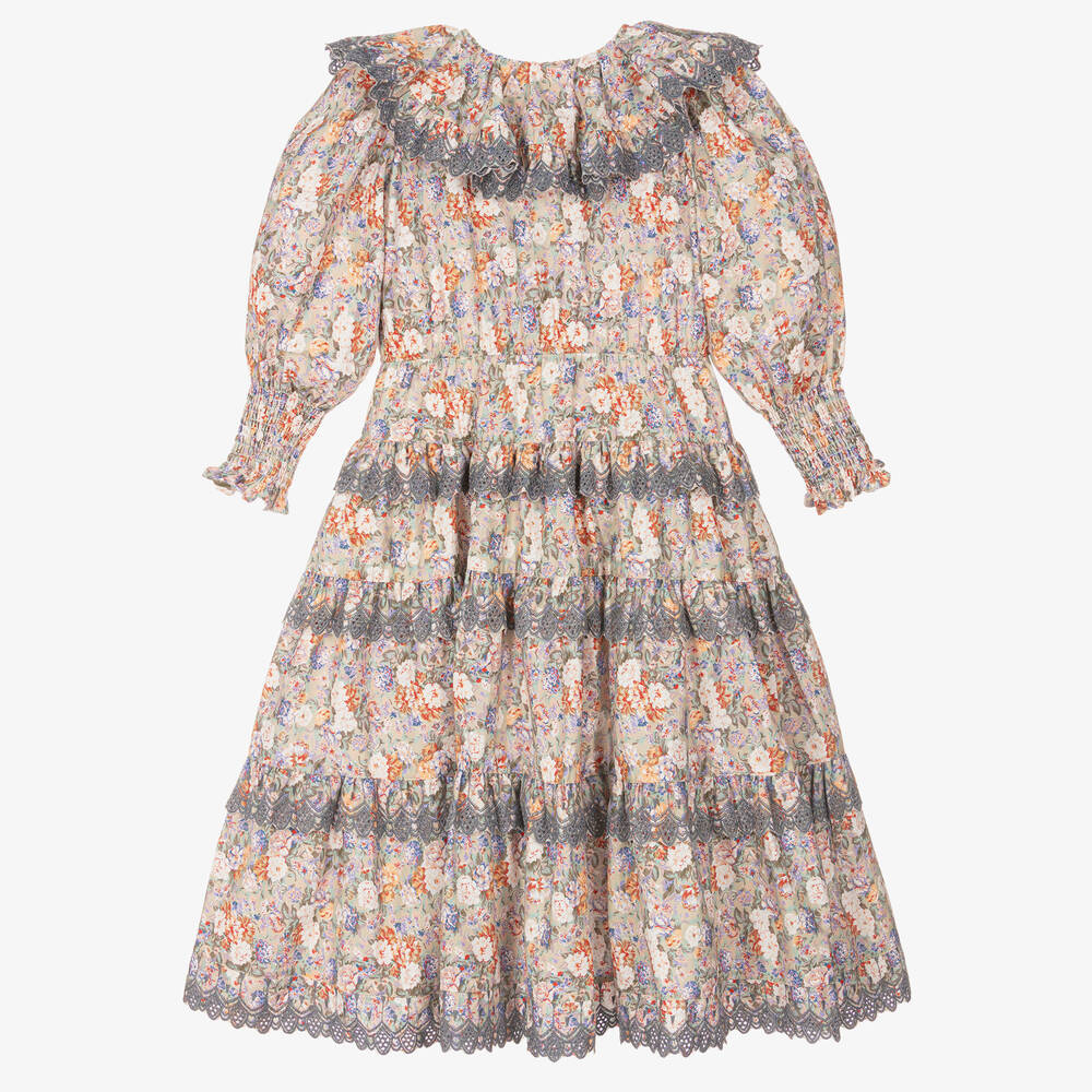 Petite Amalie-Girls Multicoloured Floral Cotton Dress | Childrensalon Outlet