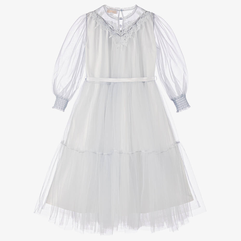 Petite Amalie-فستان تول دانتيل أزرق فاتح للبنات | Childrensalon Outlet