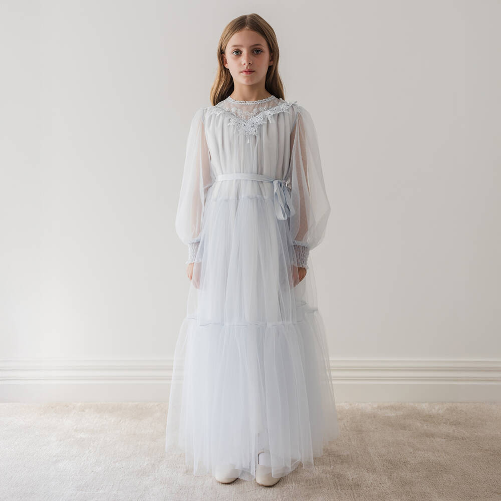 Petite Amalie-فستان تول دانتيل أزرق فاتح للبنات | Childrensalon Outlet