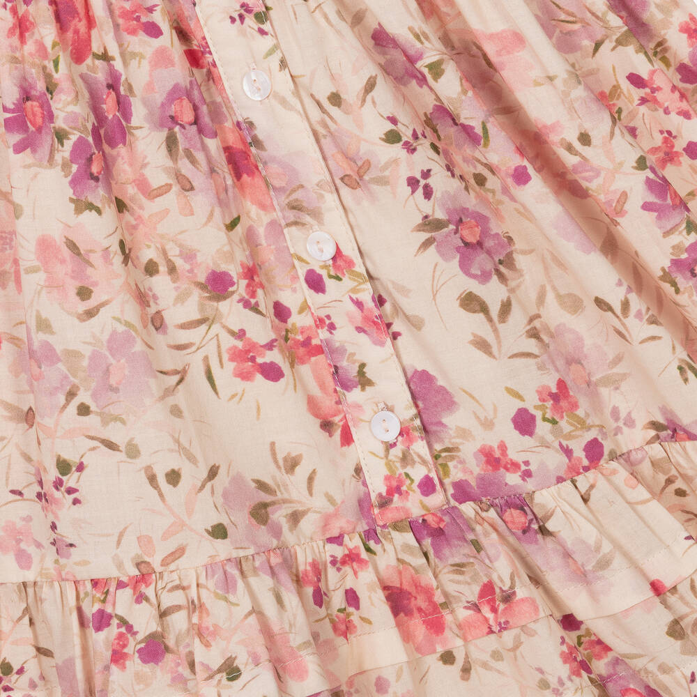 Petite Amalie-Girls Pale Pink Floral Cotton Dress | Childrensalon Outlet