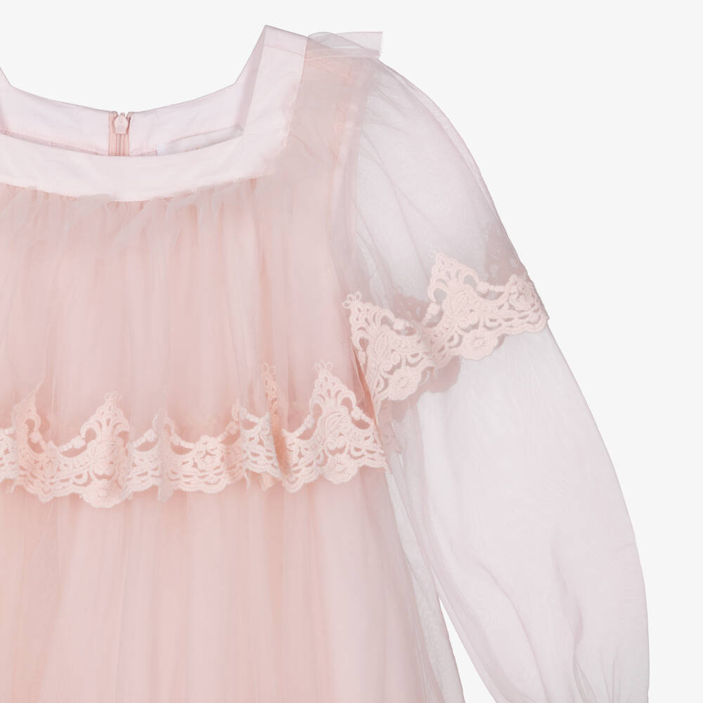 Petite Amalie-Girls Pastel Pink Tiered Tulle Dress | Childrensalon Outlet