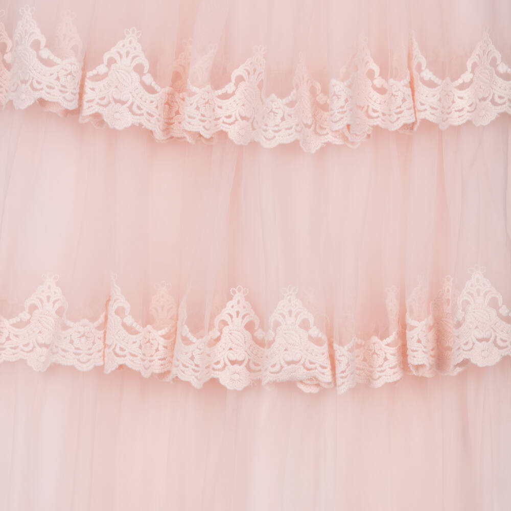 Petite Amalie-Girls Pastel Pink Tiered Tulle Dress | Childrensalon Outlet