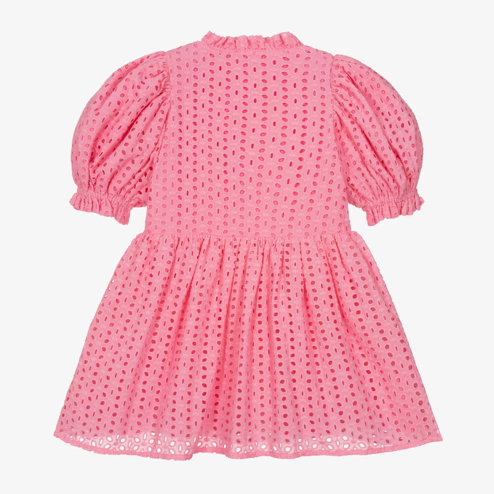 Petite Amalie-Girls Pink Embroidered Cotton Dress | Childrensalon Outlet
