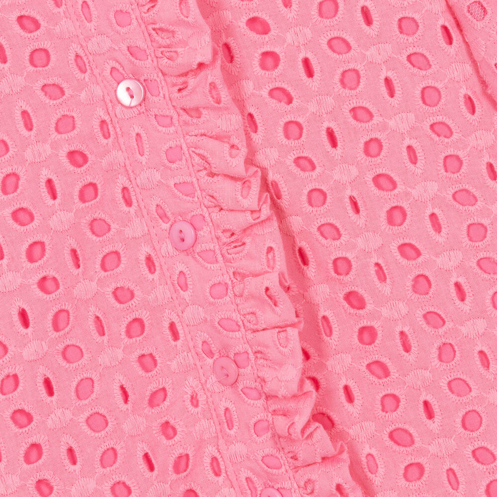 Petite Amalie-Girls Pink Embroidered Cotton Dress | Childrensalon Outlet