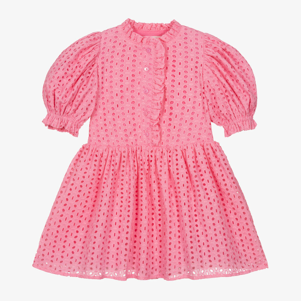 Petite Amalie-Girls Pink Embroidered Cotton Dress | Childrensalon Outlet