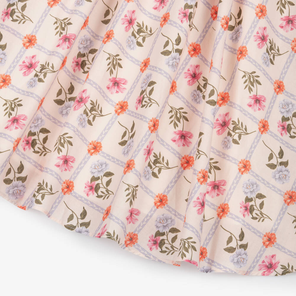 Petite Amalie-Girls Pink Floral Belted Cotton Dress | Childrensalon Outlet