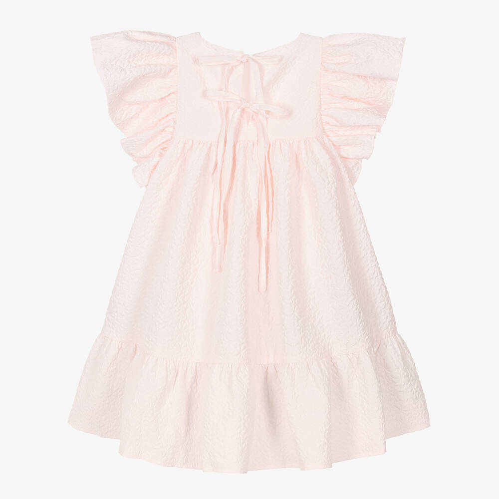Petite Amalie-Girls Pink Flutter Sleeve Dress | Childrensalon Outlet