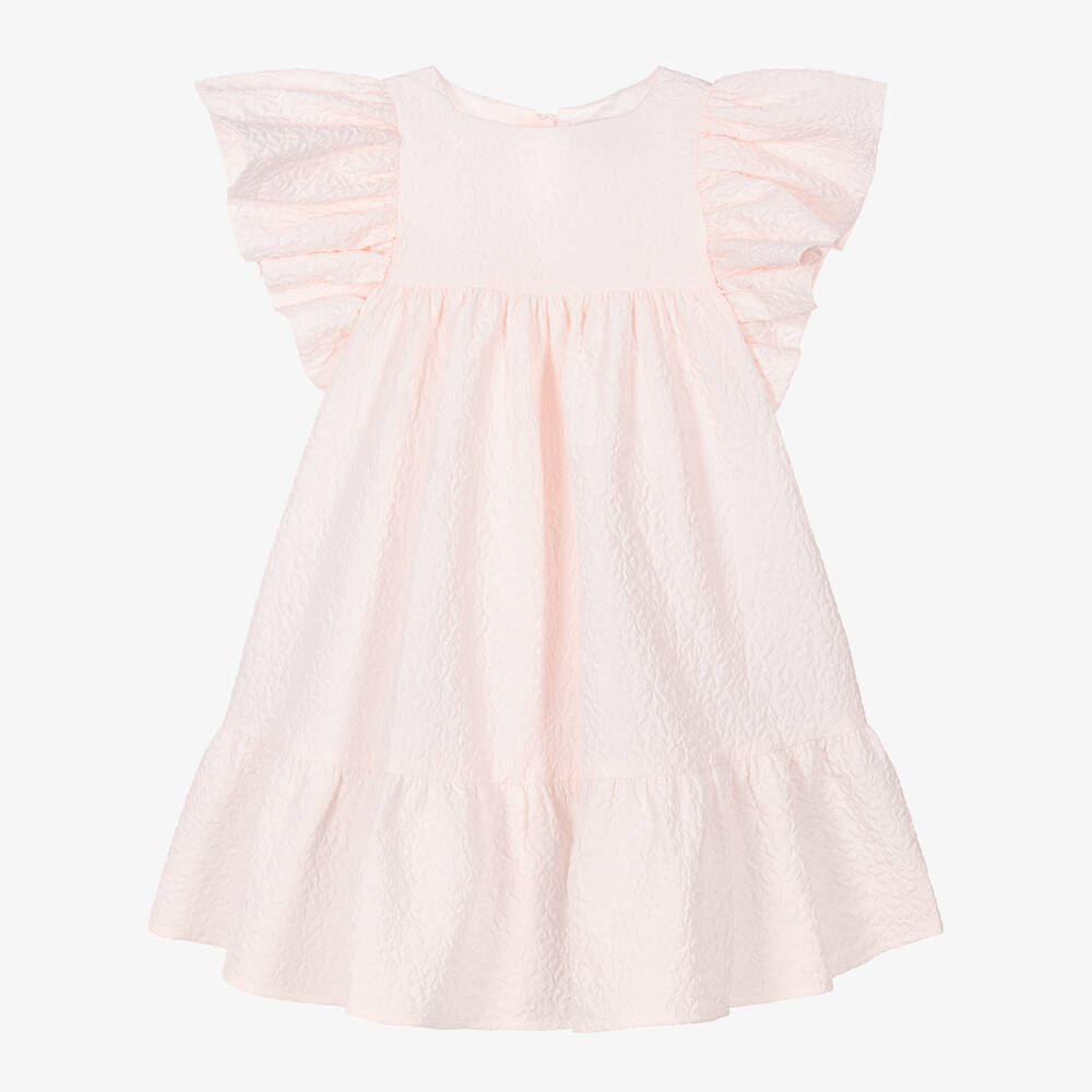 Petite Amalie-Girls Pink Flutter Sleeve Dress | Childrensalon Outlet