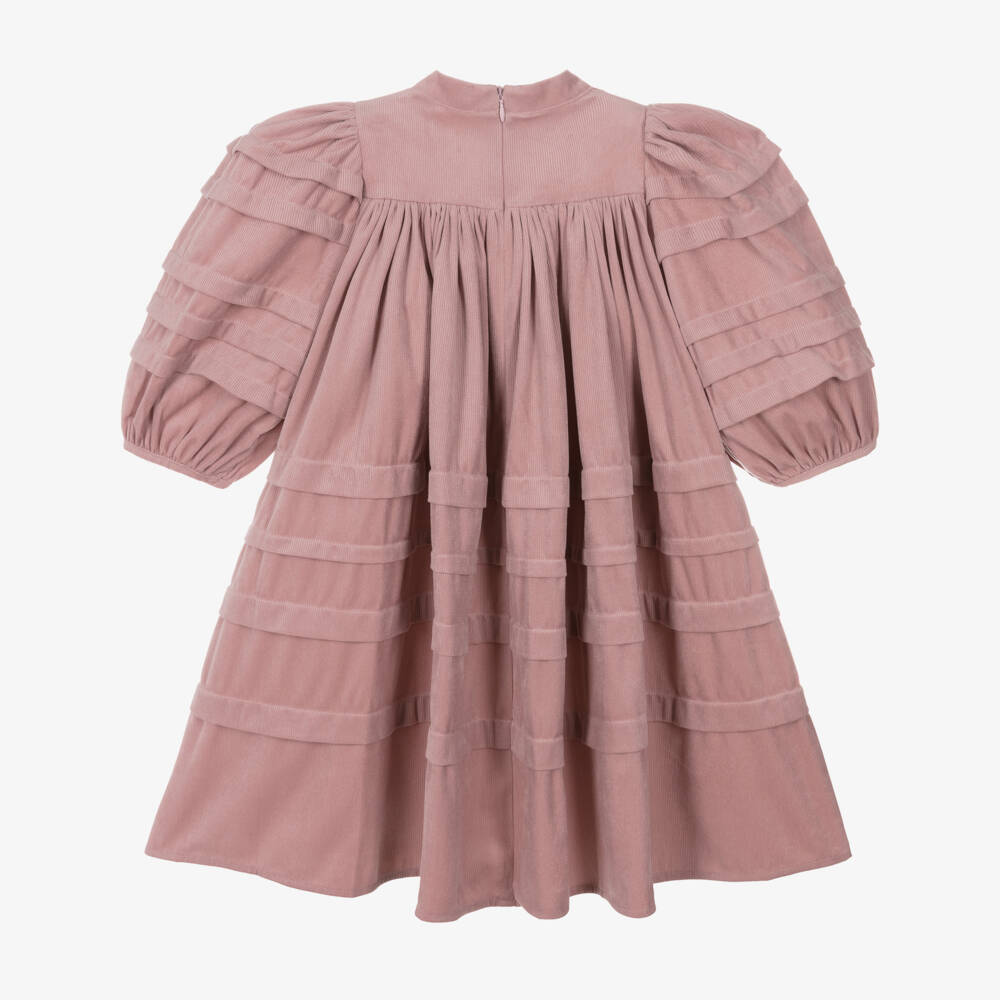 Petite Amalie-Girls Pink Needlecord Tiered Dress | Childrensalon Outlet